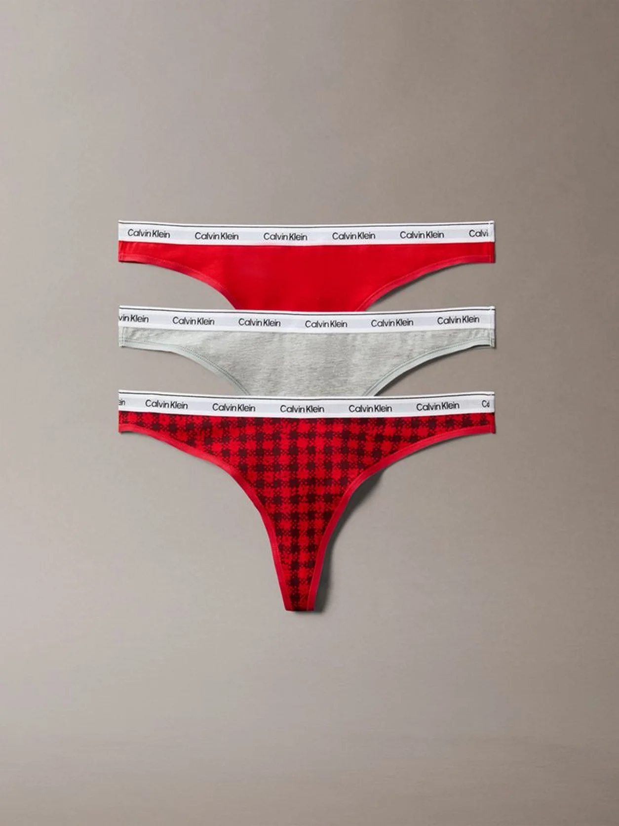 BLOTCHED PLAID+ADRENALINE RUSH/BLAC 3 Pack Thongs - Modern Logo