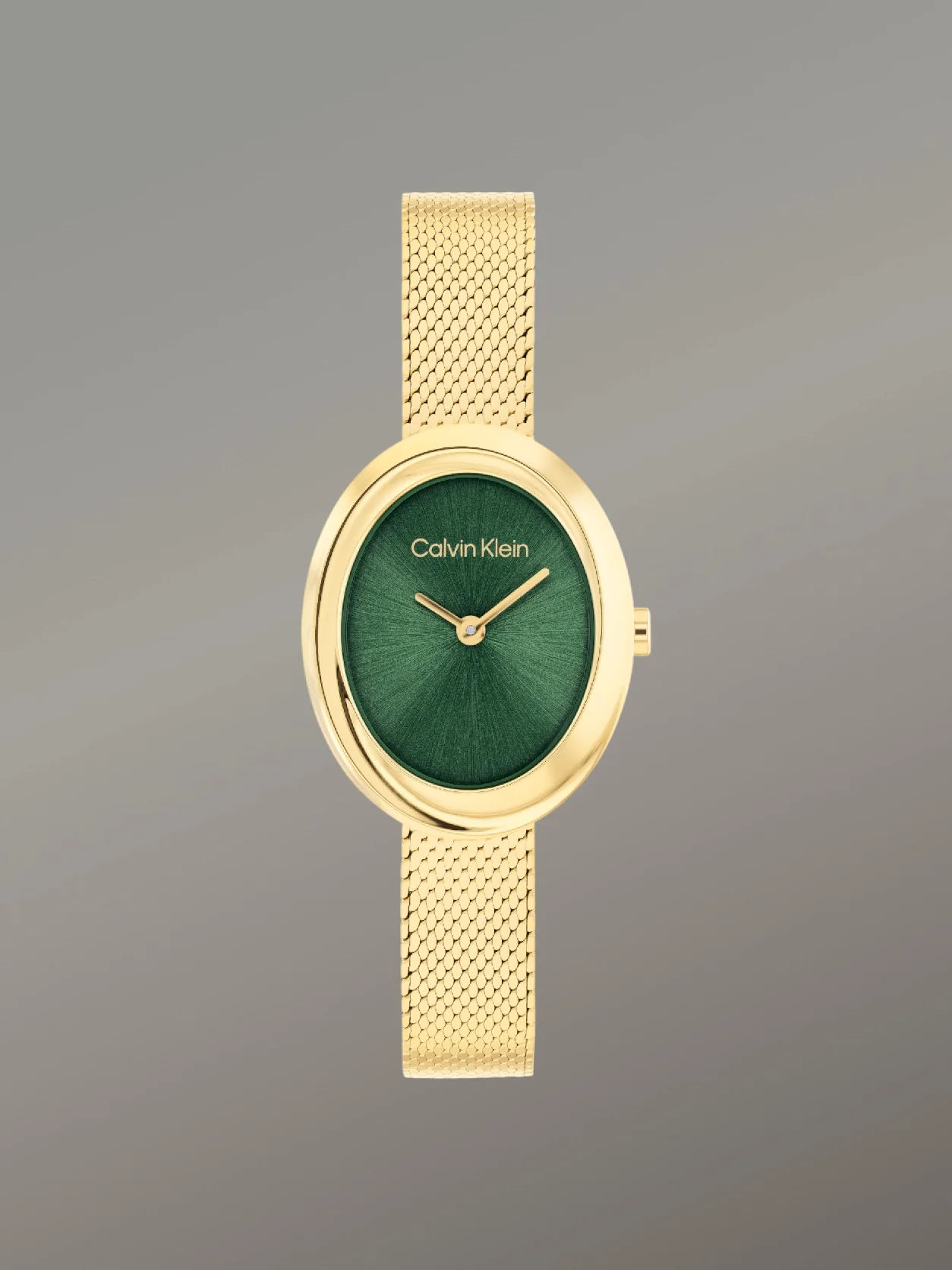 Gold ساعة يد بيضاوية بنمط شبكي