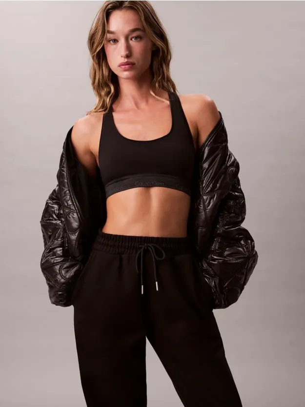 Black بنطال رياضي خفيف للركض من قماش تيري فاخر بقصة واسعة