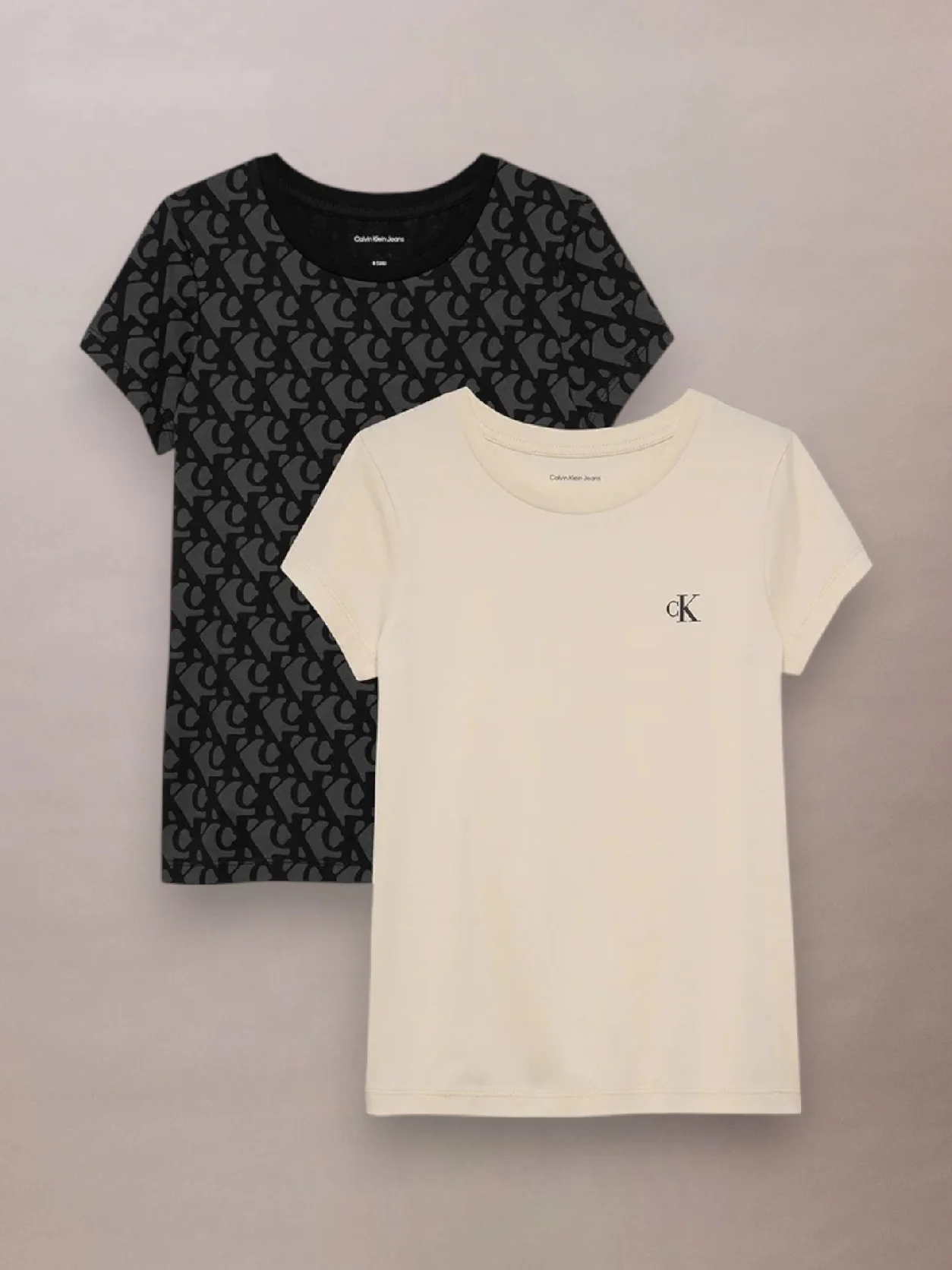 Whitecap Gray / Ck Black طقم 2 تيشرت مخطط بقصّة سليم