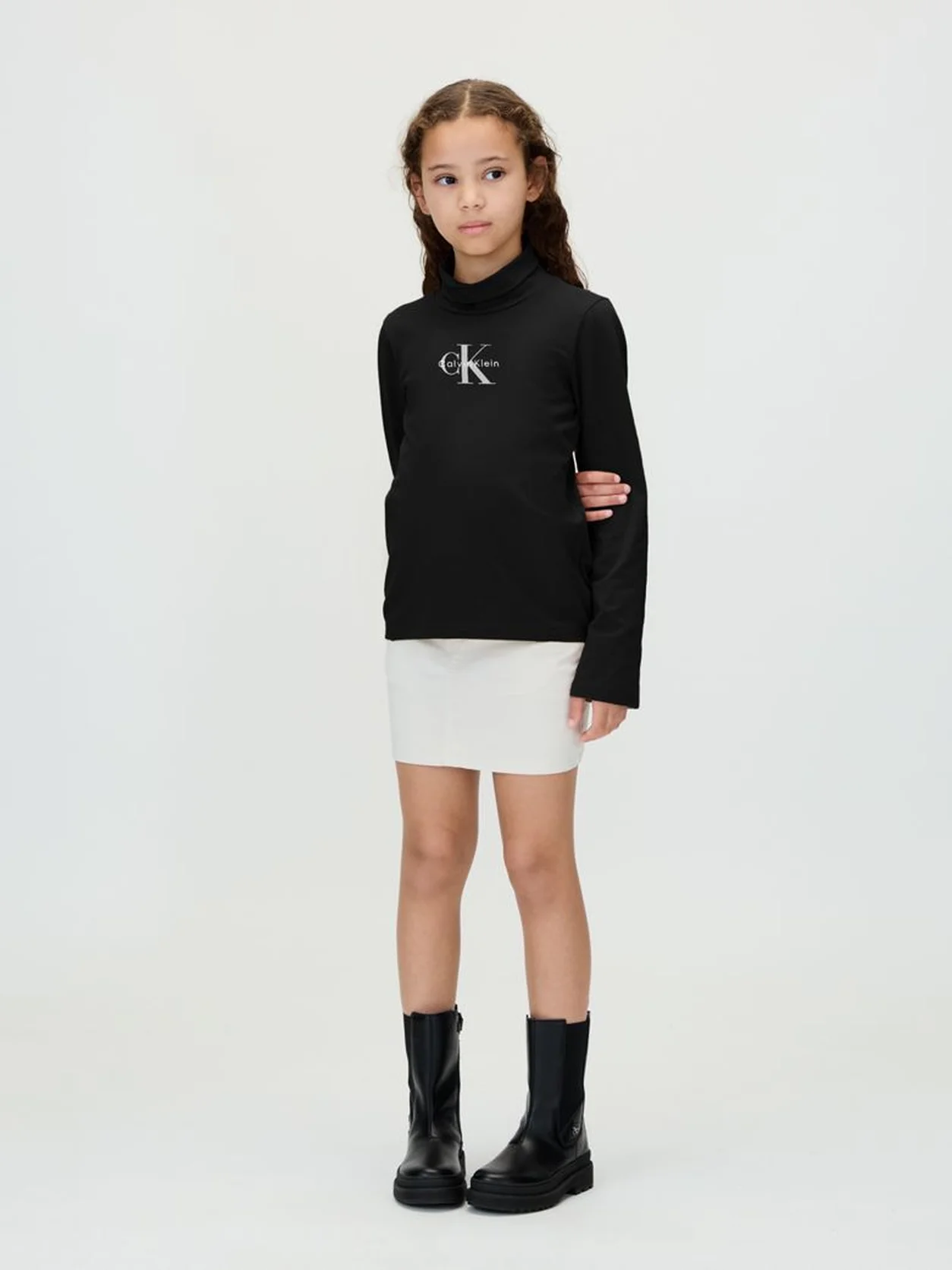 Ck Black Slim Turtle Neck Top
