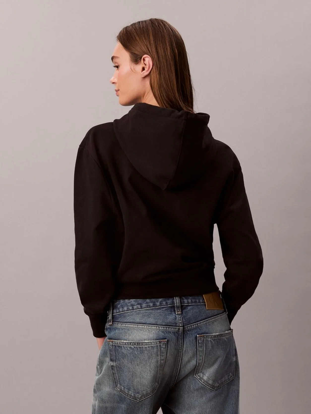 Black هودي من قماش تيري قطني مزين بحروف