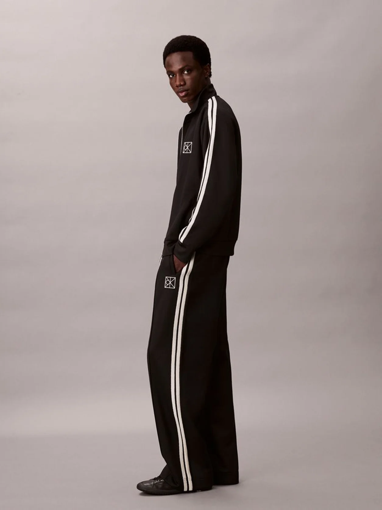 Black Double Knit Track Trousers