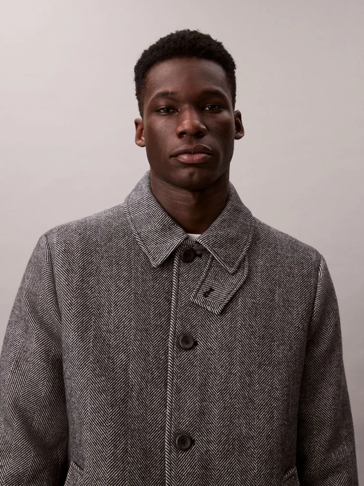 Black معطف من مزيج الصوف التقني