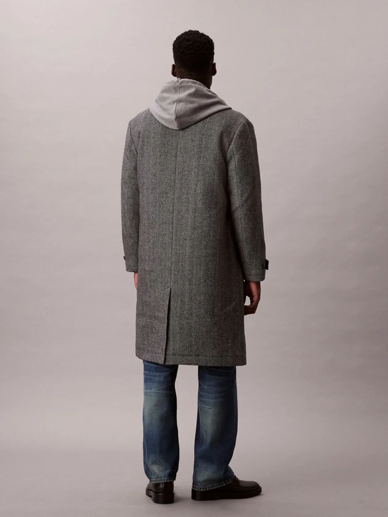 Black معطف من مزيج الصوف التقني